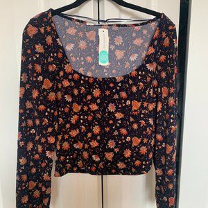 Lush Square Neck Cropped Knit Top